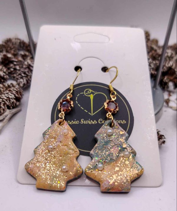 Christmas tree cookie earrings🎄 (18k Gold plated Hooks)