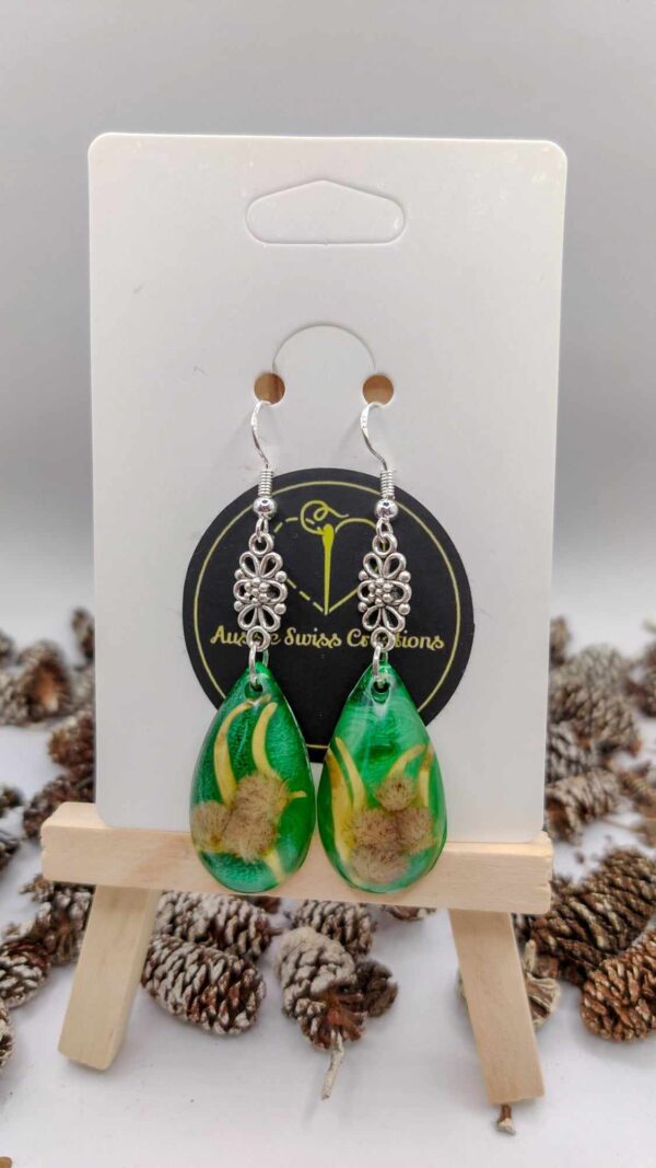 Edelweiss Flower Resin Earrings (Sterling Silver Hooks)