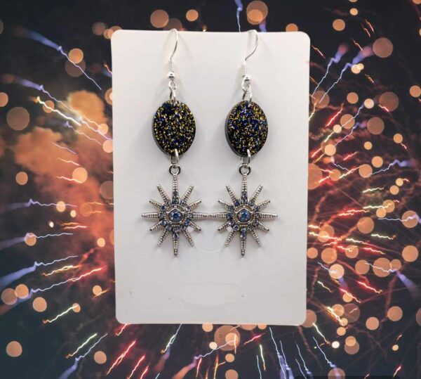 Sparkle Dangle Earrings- small oval (Sterling silver hooks)