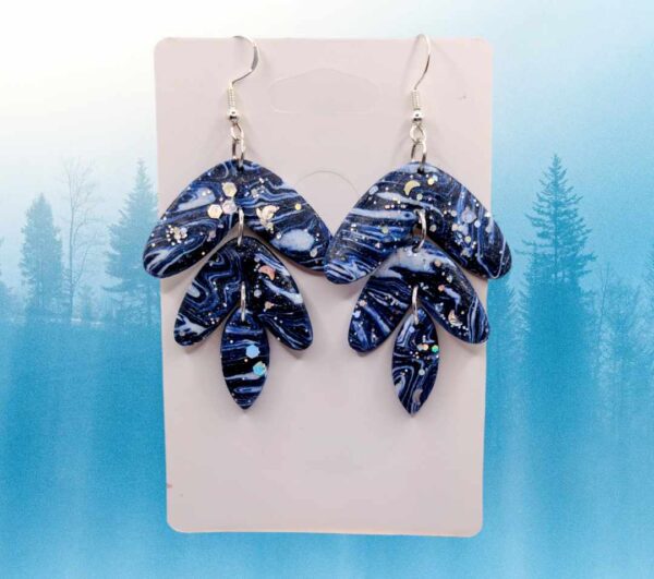 Three Tiered Blue Earrings (Sterling silver hooks)