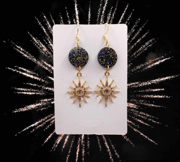 Sparkle Dangle Earrings- small circle (18K gold plated hooks)