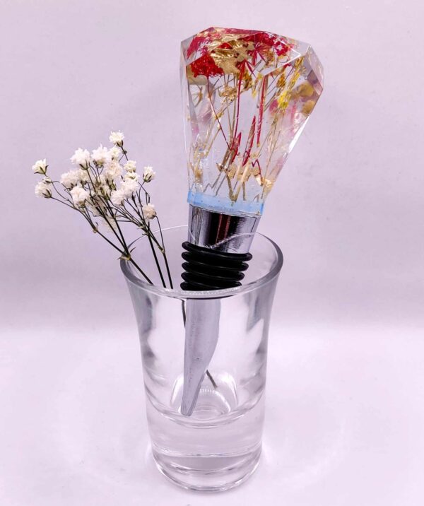 Wine bottle stopper (Red/Yellow flowers)