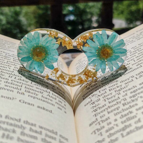 Resin page holders(Blue flower Heart)
