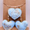 Blue with Gold Foil Polymer Clay Earrings Pendant Set